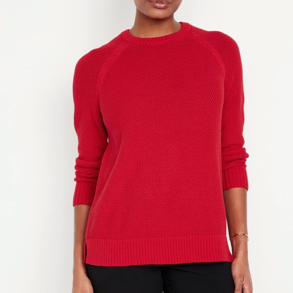 NWT OLD NAVY Textured Pullover Tunic Sweater Color: ROBBIE RED - Picture 2 of 7
